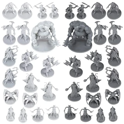 Immagine di 38 Miniature fantasy da tavolo RPG figure per dungeons and drons, Pathfinder giochi di ruolo. in scala 28 mm, 10 disegni unici, sfuso non verniciato, ideali D &amp; D/DND