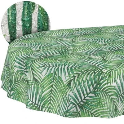 Immagine di ANRO Tovaglia in tessuto, cotone, poliestere, lavabile, rotonda, ovale, rettangolare, tropicale, 180 x 140 cm, bordo tagliato