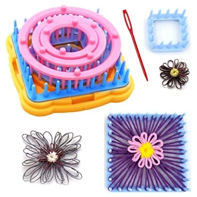Immagine di KNEWMART Telaio del Fiore Kit per Realizzare Fiori Diverse, Maglieria Rotondo/Quadrato con Ago (Telaio Fiore)