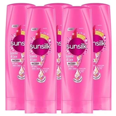 Immagine di 5x Sunsilk Co Creations Balsamo Scintille di Luce + Effetto Seta per Capelli Spenti e Crespi 5 Flaconi da 200 ml