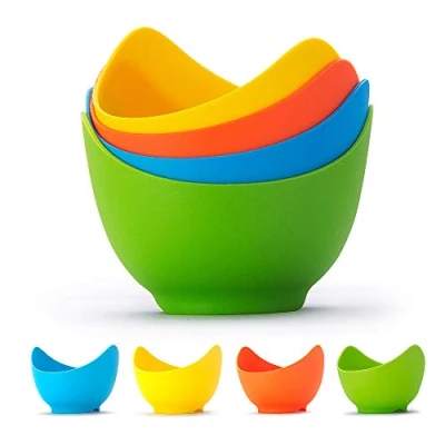 Immagine di Bracconiere per uova in silicone da 4 pezzi, tazze il bracconaggio di materiale alimentare senza BPA, perfetta produzione camicia, set la preparazione camicia
