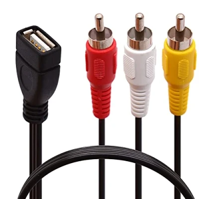 Immagine di Tomost cavo da USB a 3 RCA, con attacco 2.0 femmina attacchi maschio RCA; video adattatore per videocamera televisore, PC, DVD (1,5 m di lunghezza)