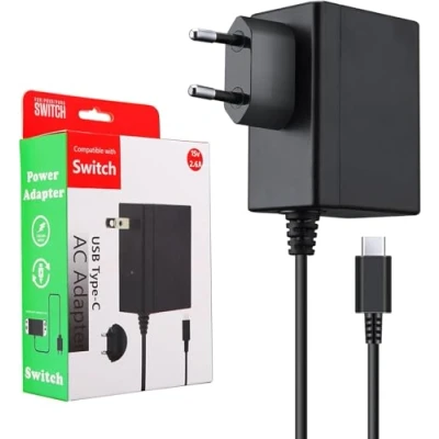 Immagine di ECHTPower Caricatore per Nintendo Switch 15V 2.6A Carica Rapida con Cavo USB Tipo C, Adattatore di Alimentazione Supporta TV Dock Compatibile &amp; Lite