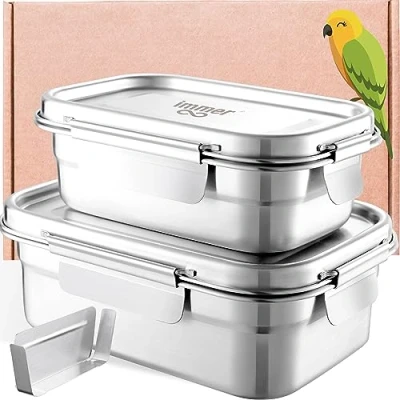 Immagine di contenitore per il pranzo in acciaio inox Bento è a prova di perdite, senza plastica, facile da pulire e perfetto i viaggi (800+1600ml SafeLock)