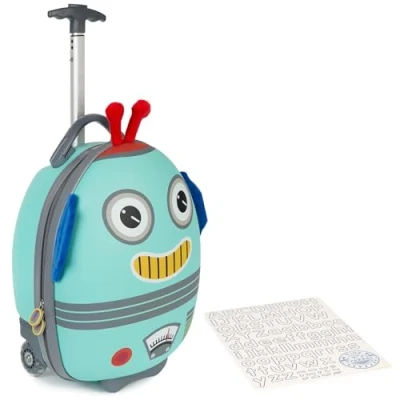 Immagine di boppi Tiny Trekker Trolley Bagaglio a Mano Per Bambini Con Ruote e Manico Regolabile Valigia Rigida Piccola da Cabina Asilo Scuola Viaggio 17L Robot