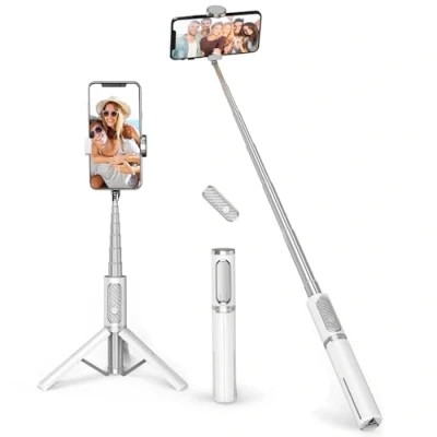Immagine di ATUMTEK Bastone Selfie Treppiede, Perchetta in Alluminio 3 1, Rotazione a 360 con Telecomando Senza Fili per iPhone 16/15/14/13/12 mini/11 Pro/XS Max/XR/X/8/7, Samsung Smartphones Blue