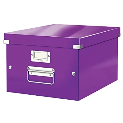 Immagine di Leitz Click &amp; Store WOW Scatola Archivio Media, per Riporre e Trasportare Documenti A4 Oggetti di Medie Dimensioni, Adatta a Casa Ufficio, Viola, 60440062