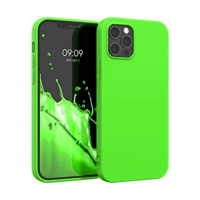 Immagine di kwmobile Custodia Compatibile con Apple iPhone 12 Pro Max Cover Back Case per Smartphone in Silicone TPU Protezione Gommata verde fluorescente