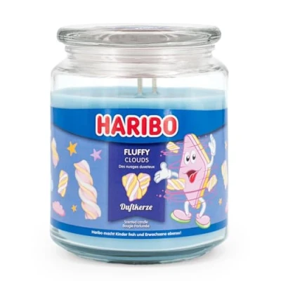 Immagine di Haribo Candela profumata in barattolo con coperchio Fluffy Clouds dolce Candele a lunga durata (100 h) Regali per donne