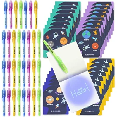 Immagine di BONNYCO Penna Invisibile e Taccuino, 32 Pezzi Spazio Gadget Compleanno Bambini, Bomboniere Compleanno, Giocattoli Pignatta, Regalini Fine Festa Bambino, Bambini