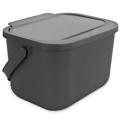 Immagine di Go Practic pattumiera biometrica da cucina, inodore, ermetica, piccola con coperchio, sistema di raccolta differenziata per il piano lavoro, tavolo, 6 l, grigio/grigio