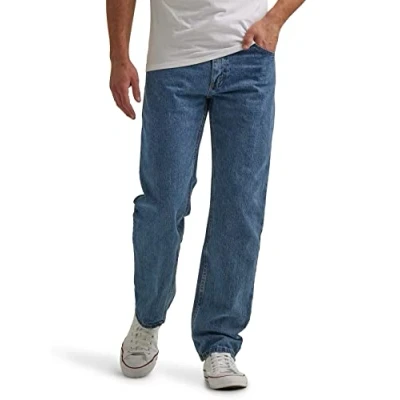 Immagine di Wrangler, Jeans Authentics da uomo classici in cotone, con 5 tasche, vestibilità regular., 34W x 28L