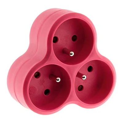 Immagine di ZENITECH 190837 Triplica a 3 angolari 3x16A Rosa, Trasparente