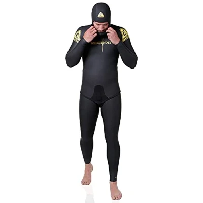 Immagine di Cressi Vintage Record Limited Edition Man 3 Pieces Wetsuit, Muta Pezzi (Giacca/Cappuccio/Pantalone) in Neoprene 5mm per apnea e Pesca Uomo, Nero, L