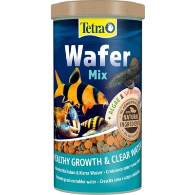 Immagine di Tetra wafer Mix mangime principale (in forma di per tutti i pesci macinati e granchi, premium bilanciato con gamberetti, alghe spirulina migliorare il sistema immunitario), lattina