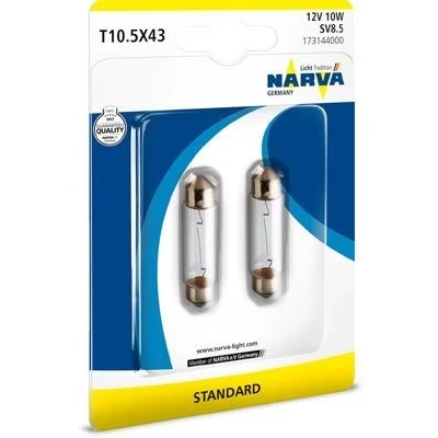 Immagine di NARVA 173144000 Lampade 12 10 Lampada tubolare a filamento rettilineo T10,5x43 SV8.5 VOLKSWAGEN: Golf 6, 5, 4, FIAT: Panda II Hatchback
