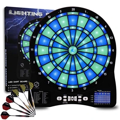 Immagine di Turnart bersaglio elettronico per freccette, con quadrante illuminato a LED, 6 soft,elettronica (blue)