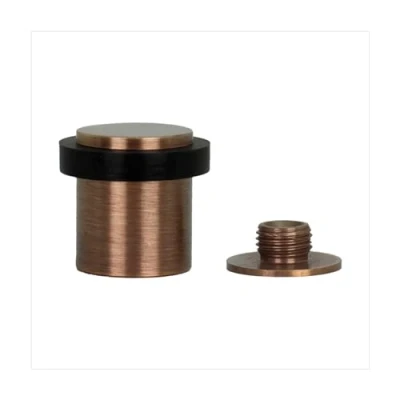 Immagine di Fermaporta 24 x 30 mm Base filettata Ottone Pelle Include vite + Tassello di fissaggio EVI Hardware I 18024X30