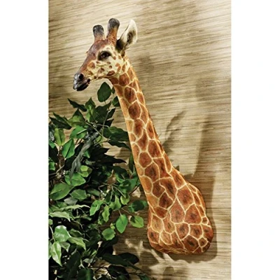 Immagine di Design Toscano KY2069 Scultura da Parete Trofeo Giraffa Africana, Multicolore, 42x19x59.5 cm
