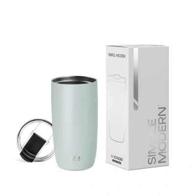 Immagine di Simple Modern Tazza da Viaggio per Caffè con Coperchio a Ribalta, Freddo in Acciaio Inossidabile Isolata, Regali Donne &amp; Uomini, Voyager Collezione, 470ml, Sea Glass Sage
