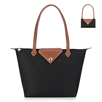 Immagine di BOJLY Borsa da donna, a tracolla Borse mano donna in nylon con diamanti Shopping Pieghevole viaggio impermeabile Piccolo nero