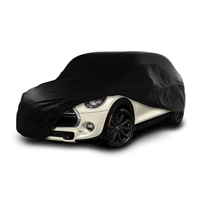 Immagine di Cosmos Copertura per auto da interno compatibile con tutte le principali City Car, Tessuto Elastico, Traspirante e Antipolvere, Morbido al Tatto, Aderente, Nero