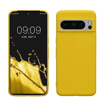 Immagine di kwmobile Custodia Compatibile con Google Pixel 8 Pro Cover Back Case per Smartphone in Silicone TPU Protezione Gommata giallo radiante