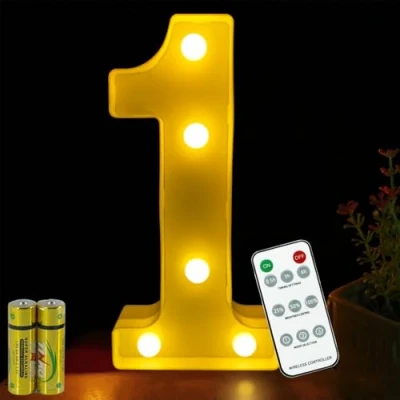 Immagine di HONPHIER® Numero luce 3D con telecomando, lettere, illuminazione per notturna, decorazione compleanno