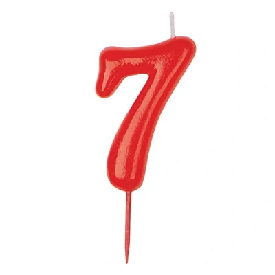 Immagine di dekora 345178 Compleanno Numero 7 Candela di Colore Rosso,