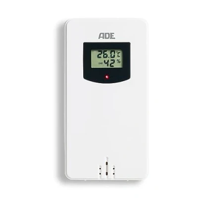 Immagine di ADE Sensore esterno WS1001 per stazione meteo di ricambio 3 canali con display compatibile WS1503, WS1703, WS1704, WS1914, WS1917, WS2132, WS2325 bianco