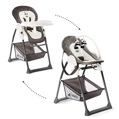 Immagine di hauck Sit N Relax, Wild Panda Set Seggiolone Pappa 2in1, Sdraietta Neonato con Arco Giochi fino a 9 kg, Sedia Vassoio da 6 Mesi 15 Telaio Ruote, Cesto, Altezza Regolabile e Pieghevole