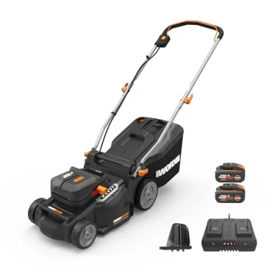 Immagine di WORX WG737E Nitro tosaerba a batteria 40 V (2 x 20 V) potente motore brushless larghezza di taglio 37 cm 6 livelli altezza (20 70 mm) sacco raccolta erba da l con