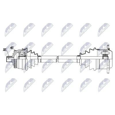 Immagine di NTY NPW AU 097 Albero motore / Semiasse Assale anteriore Dx 620mm 130mm Cambio manuale VOLKSWAGEN: Passat B5 GP Variant, Variant