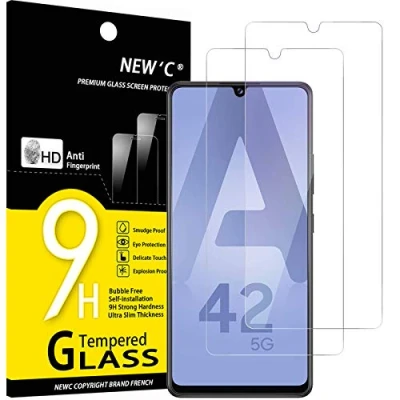 Immagine di NEW&#039;C 2 Pezzi, Vetro Temperato per Samsung Galaxy A42 5G, M12, Pellicola Prottetiva Anti Graffio, Impronte, Senza Bolle, Durezza 9H, 0,33mm Ultra Trasparente, Resistente