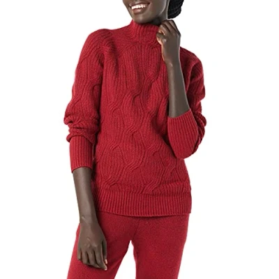 Immagine di Amazon Essentials Maglione a Coste con Scollo Imbuto Morbido al Tatto Donna, Rosso Scuro, XL
