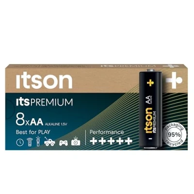 Immagine di ITSON, AA Premium batterie alcaline, confezione da 8, consigliate per fotocamere, controller di gioco, LR6IPR/8CP