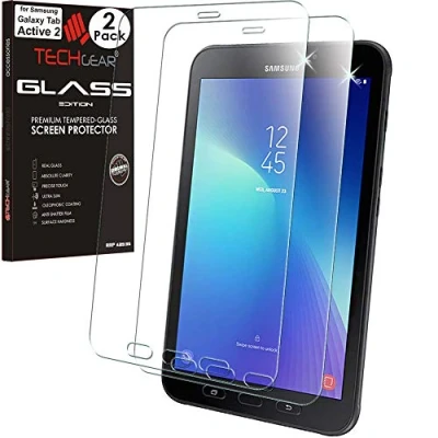 Immagine di TECHGEAR [2 Pezzi Pellicola Protettiva Vetro Compatibile con Samsung Galaxy Tab Active 2 8.0&quot; (SM T390/SM T395) Temperato [Durezza 9H] [Cristallo Chiaro] [Resistente ai Graffi] [Senza Bolle]