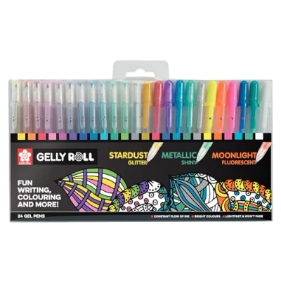 Immagine di SAKURA Gelly Roll Set di 24 penne gel, Stardust, metallizzato, chiaro luna