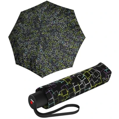 Immagine di Knirps A.050 Ombrello tascabile Medium Manual, compatto e resistente alle tempeste, stabile, antivento, Cubi neri, 98 cm