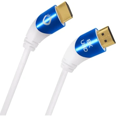 Immagine di OEHLBACH Shape Magic Cavo HDMI 40 8K Ultra High Speed 2.1, certificato da 48 Gbps (connettore angolare a gradi, schermatura 3 strati, in rame OFC, connettore metallo, 1,5 m, colore: Bianco