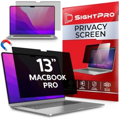 Immagine di SightPro Schermo privacy magnetico per MacBook Pro da 13 pollici (2016, 2017, 2018, 2019, 2020, 2021, 2022, M1, M2), filtro e protezione antiriflesso