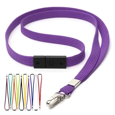 Immagine di CKB LTD Viola Cordino porta badge non stampato, laccetto con clip in metallo, multiuso e carte, cordini a rilascio rapido antisoffocamento Pacco da 50 pezzi unità