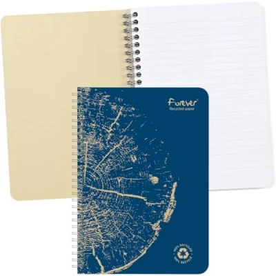 Immagine di Forever 68416C Taccuino a Spirale 100% riciclato (une Marque de Clairefontaine) A5 14,8x21 cm 120 pagine staccabili rigatoes carta Bianca 90 g copertina di