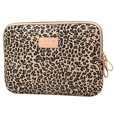 Immagine di Stile Leopardo Tessuto di Tela Custodia Borsa Involucro Sleeve Case per Netbook/Laptop/Notebook/Computer Portatile/MacBook 15 15.6 Pollici,Marrone