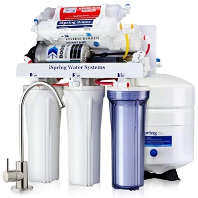 Immagine di iSpring RCC7P AK Sistema ad Osmosi Inversa a 6 Stadi Sotto Lavello con Pompa, Filtro per Acqua Alcalina, pH+, 75 GPD, Riduzione TDS, di Filtrazione dell&#039;acqua Potabile
