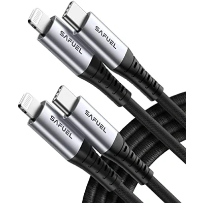 Immagine di SAFUEL Cavo Lightning da USB C a Apple, [certificato Apple MFi] 27W 2m+2m iPhone Ricarica Rapida Confezione Data Nylon Intrecciato Tipo Per 14 13 12 11 Pro AirPods iPad