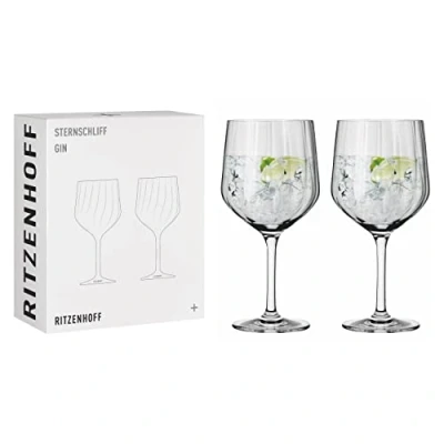 Immagine di RITZENHOFF 3761001 Bicchiere da gin 700 ml, serie Star n. 2, set 2 con linea goffrata, trasparente, prodotto in Germania