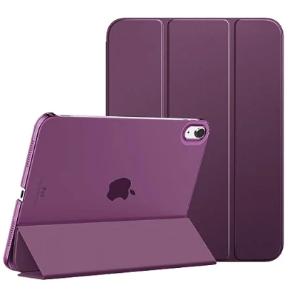 Immagine di MoKo Custodia Compatibile con iPad 10 Generazione 2022 10,9&quot;, Coperchio Tripieghevole, Retro Traslucido in Pelle PU e PC, Auto Riattivazione Standb, Viola Scuro