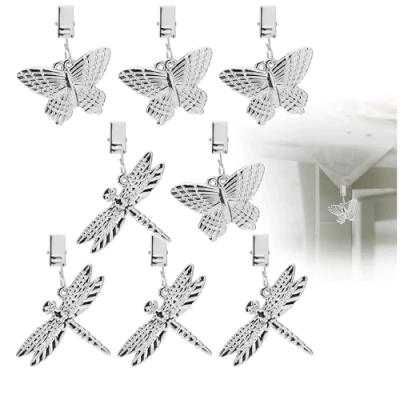 Immagine di com four® 8 Pesi per tovaglia a Forma di libellule e Farfalle Fermagli ca. 35g ciascuno Clip (Color Argento)
