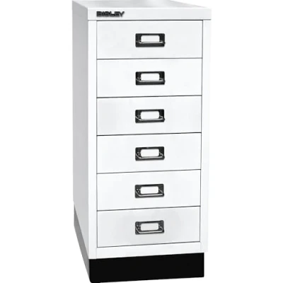 Immagine di BISLEY MultiDrawer, Serie 29 con Base, DIN A4, 6 cassetti, Metallo, 696 Bianco Stradale, 38 x 27.9 67 cm